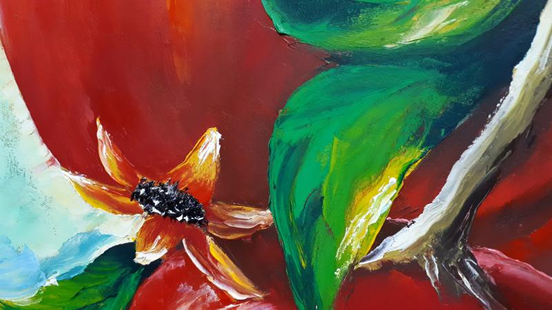 Авторская оригинальная Картина маслом 60×80 "Спелые гранаты на ветке"