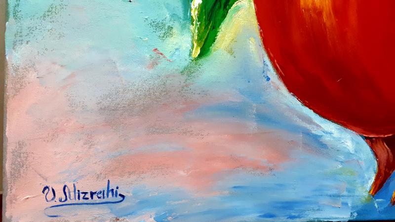 Авторская оригинальная Картина маслом 60×80 "Спелые гранаты на ветке"