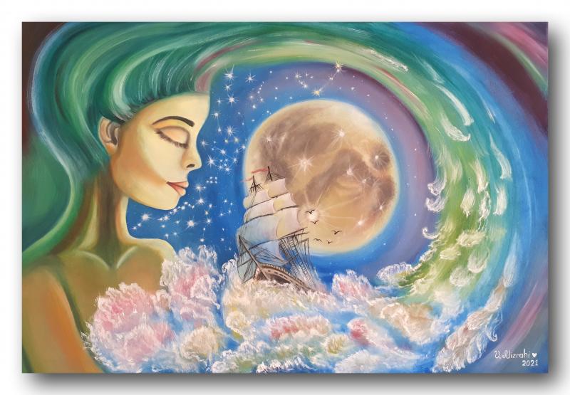 Картина маслом "Вдохновение" на холсте на подрамнике 90×60 см.