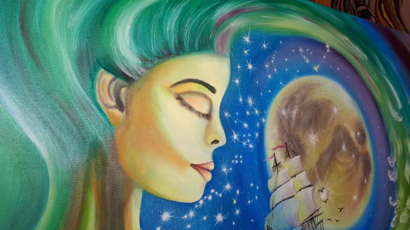 Картина маслом "Вдохновение" на холсте на подрамнике 90×60 см.