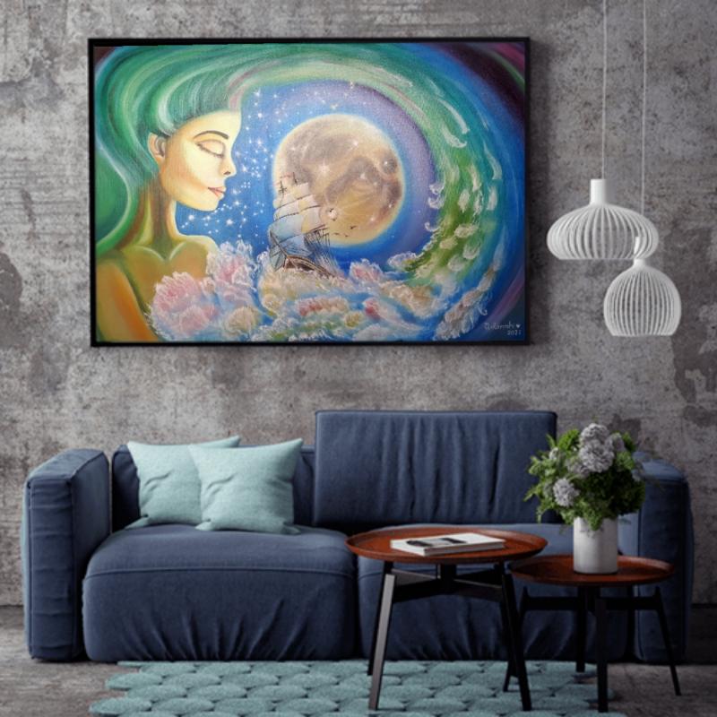 Картина маслом "Вдохновение" на холсте на подрамнике 90×60 см.