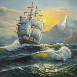 Картина маслом «Морское путешествие» — 50×70 см | ציור שמן "מסע ימי"