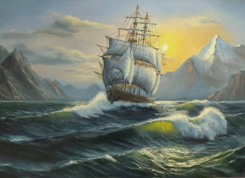 Картина маслом «Морское путешествие» — 50×70 см | ציור שמן "מסע ימי"